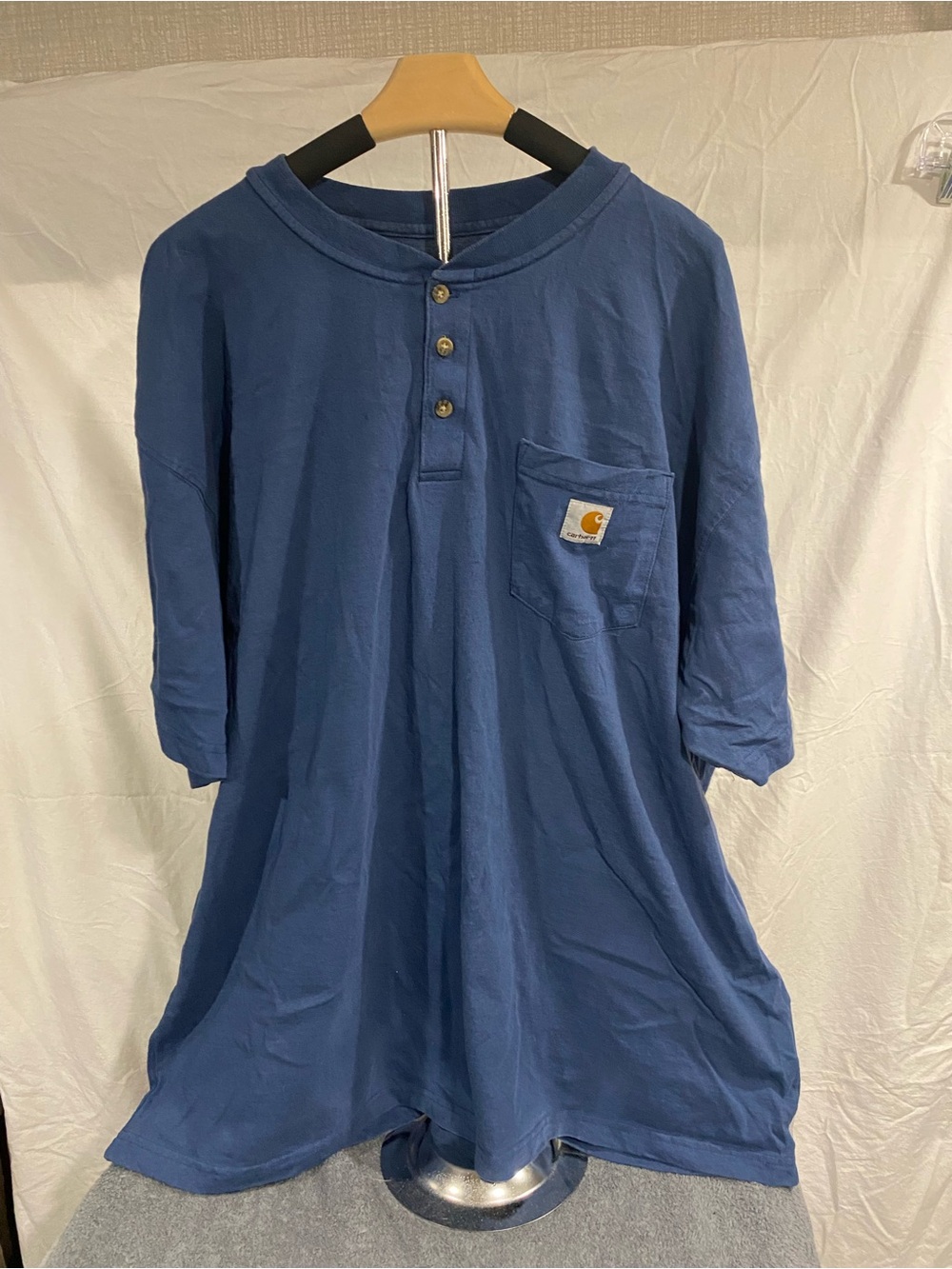 Carhartt Slate Blue Pocket Tee with Gold Logo Patch